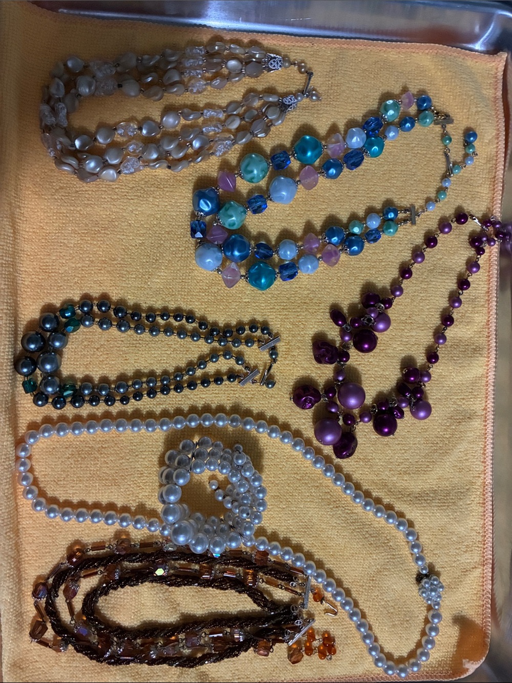 6 Multi-Color Beaded Statement Necklaces made in Japan 1 with matching bracelet